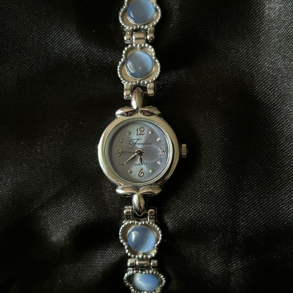 Ethereal Silver and Blue Bracelet with Iridescent Stones